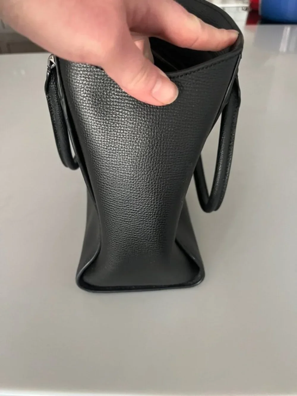 Kate Spade New York Black Pebbled Leather Structured Tote Handbag